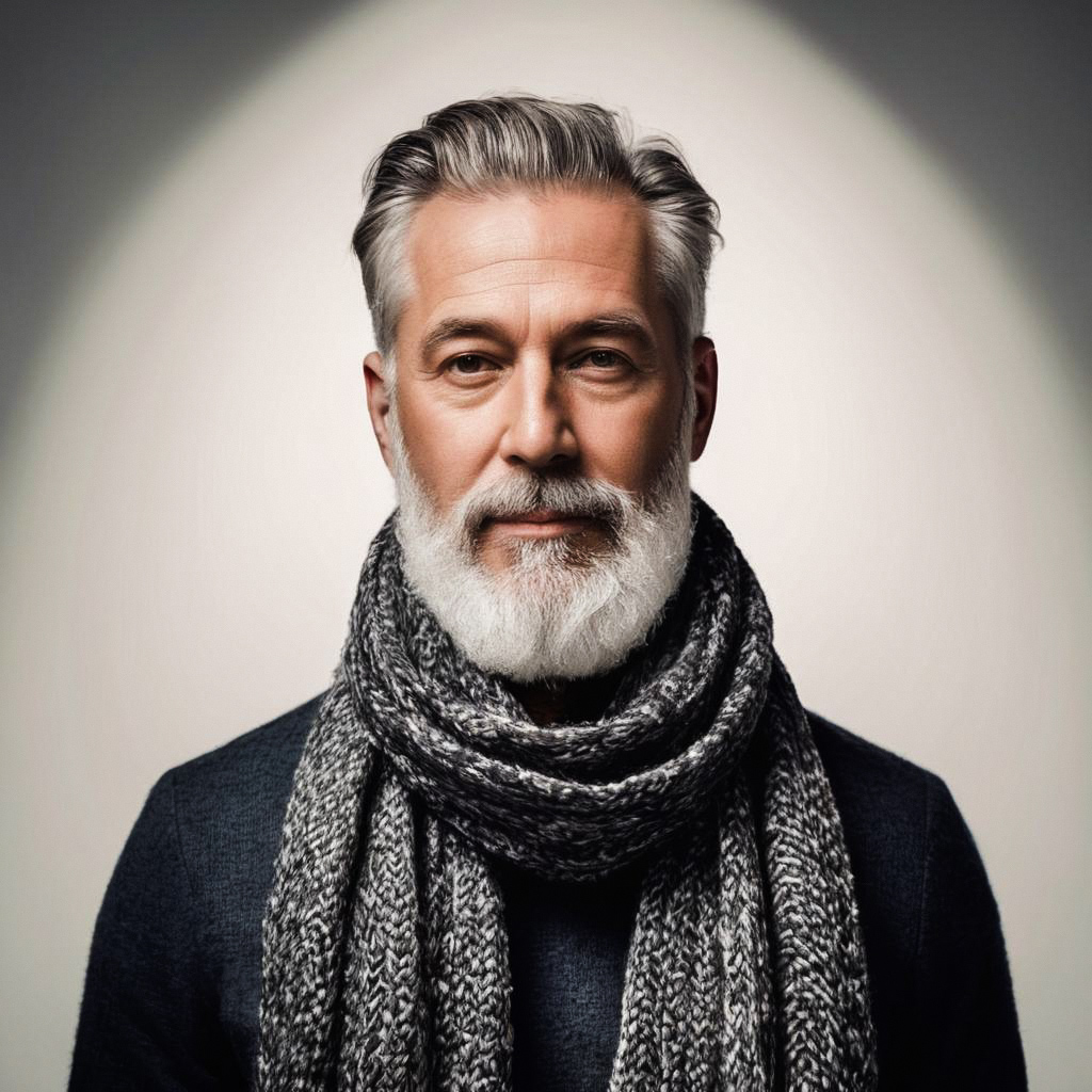 Distinguished Older Man in Cozy Winter Style Distinguished Older Man in Cozy Winter Style