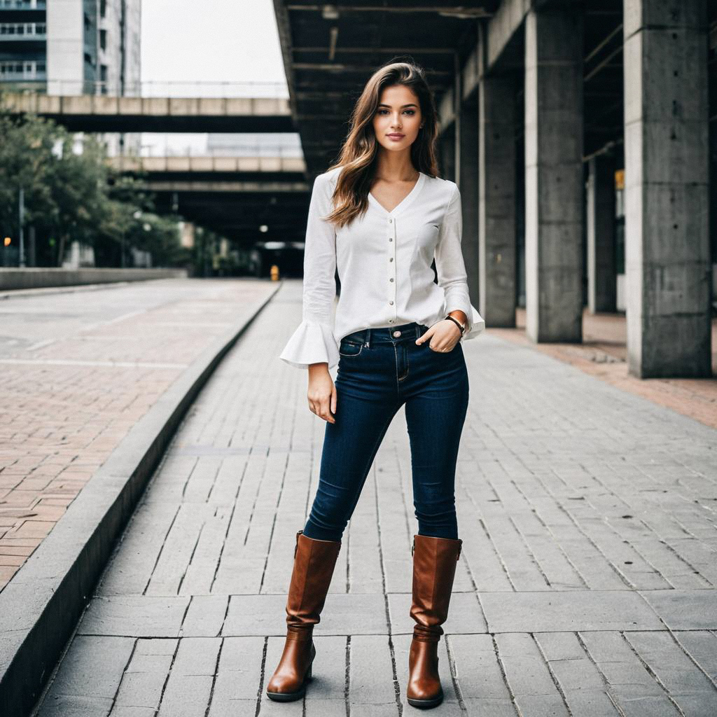Confident Young Woman in Stylish Urban Fashion