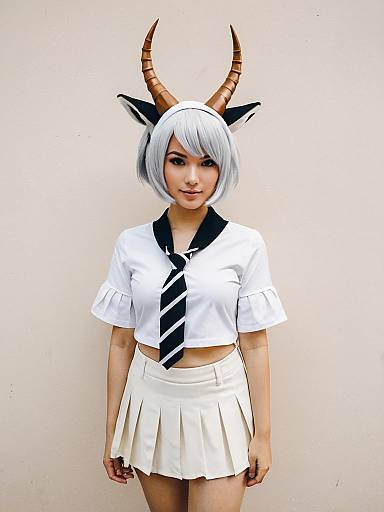 Kemono Friends Arabian Oryx Cosplay Woman in School Uniform