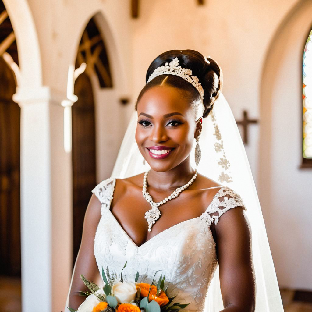 Radiant Bride in Lace Wedding Gown
