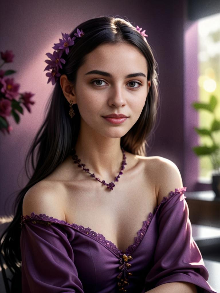 Elegant Woman in Purple Dress