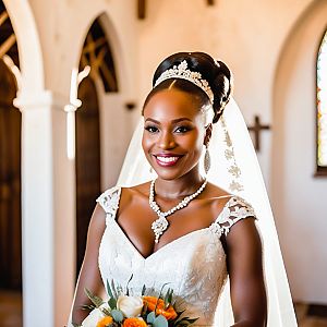 Radiant Bride in Lace Wedding Gown