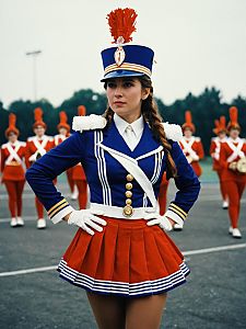 Woman in Majorette Uniform Costume Waist Up Cosplay Portrait