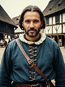 Man in Medieval Peasant Costume Photorealistic Historical Cosplay