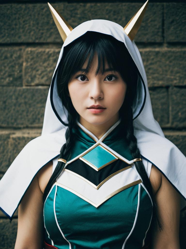 Woman in Mina Costume Cosplay Editorial Photography with Realistic Tones