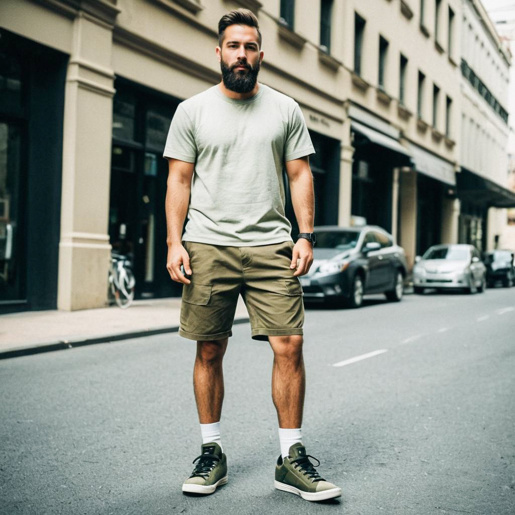 Confident Bearded Man in Urban Street Style Confident Bearded Man in Urban Street Style