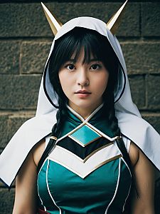 Woman in Mina Costume Cosplay Editorial Photography with Realistic Tones