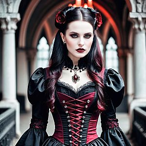 Gothic Woman with Roses