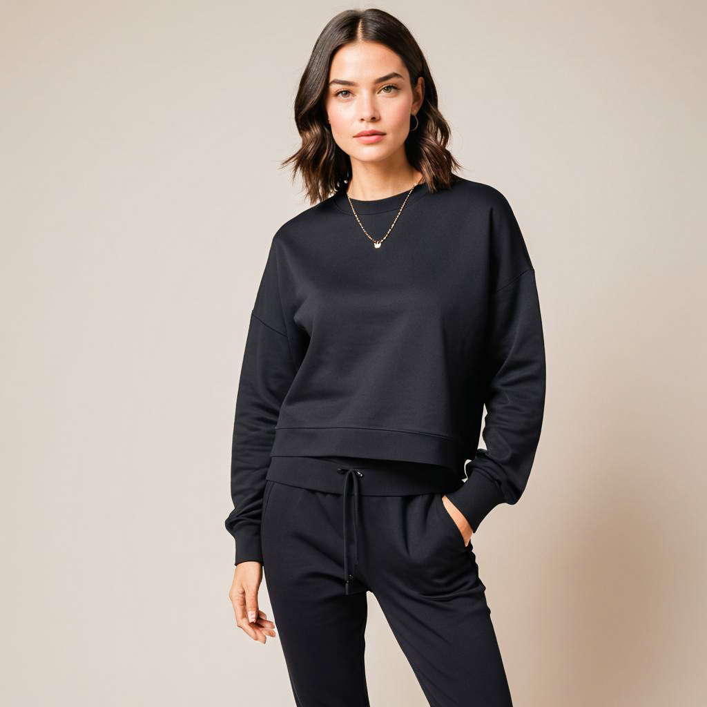 Stylish Woman in Black Athleisure Outfit