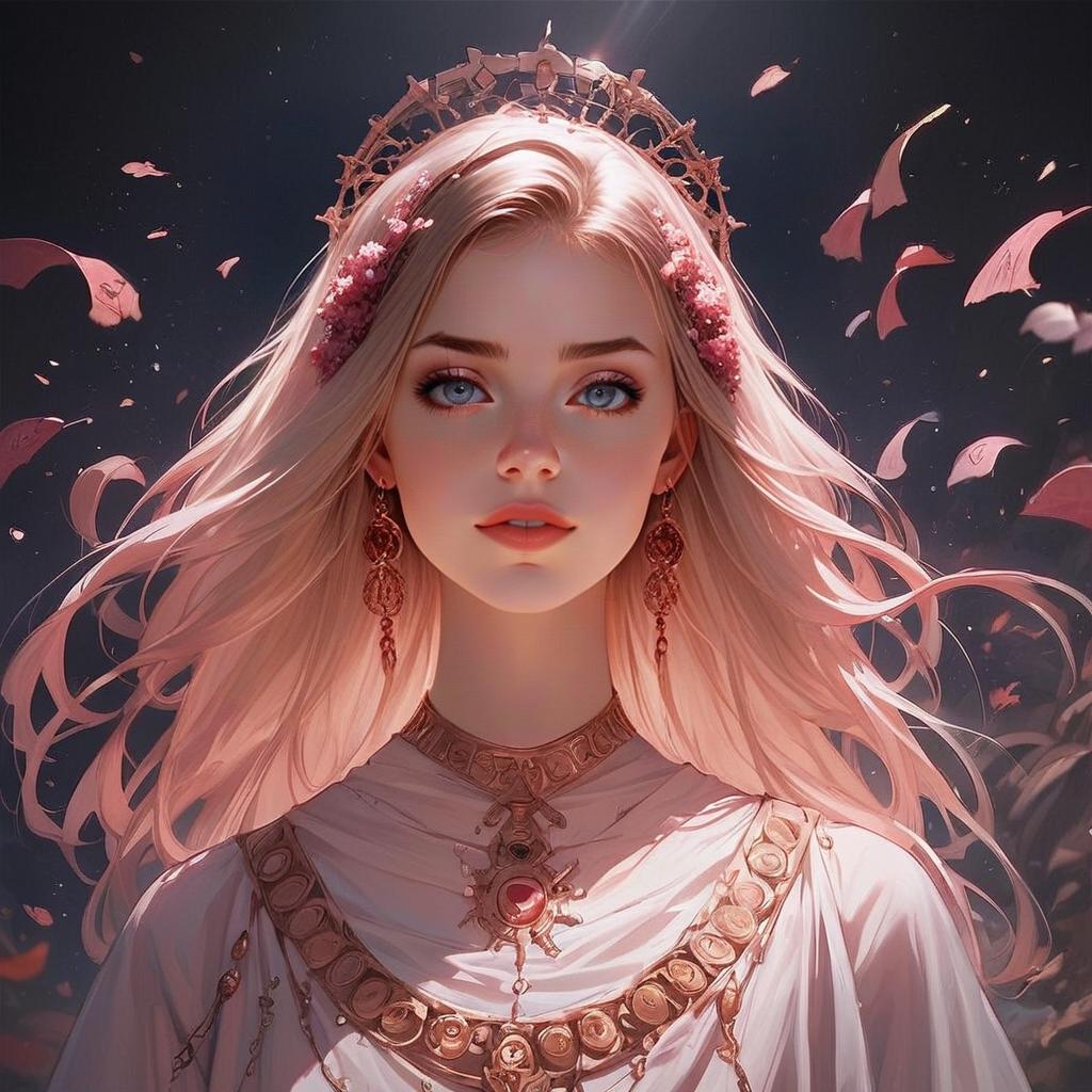 Ethereal Woman with Floral Crown and Jewelry