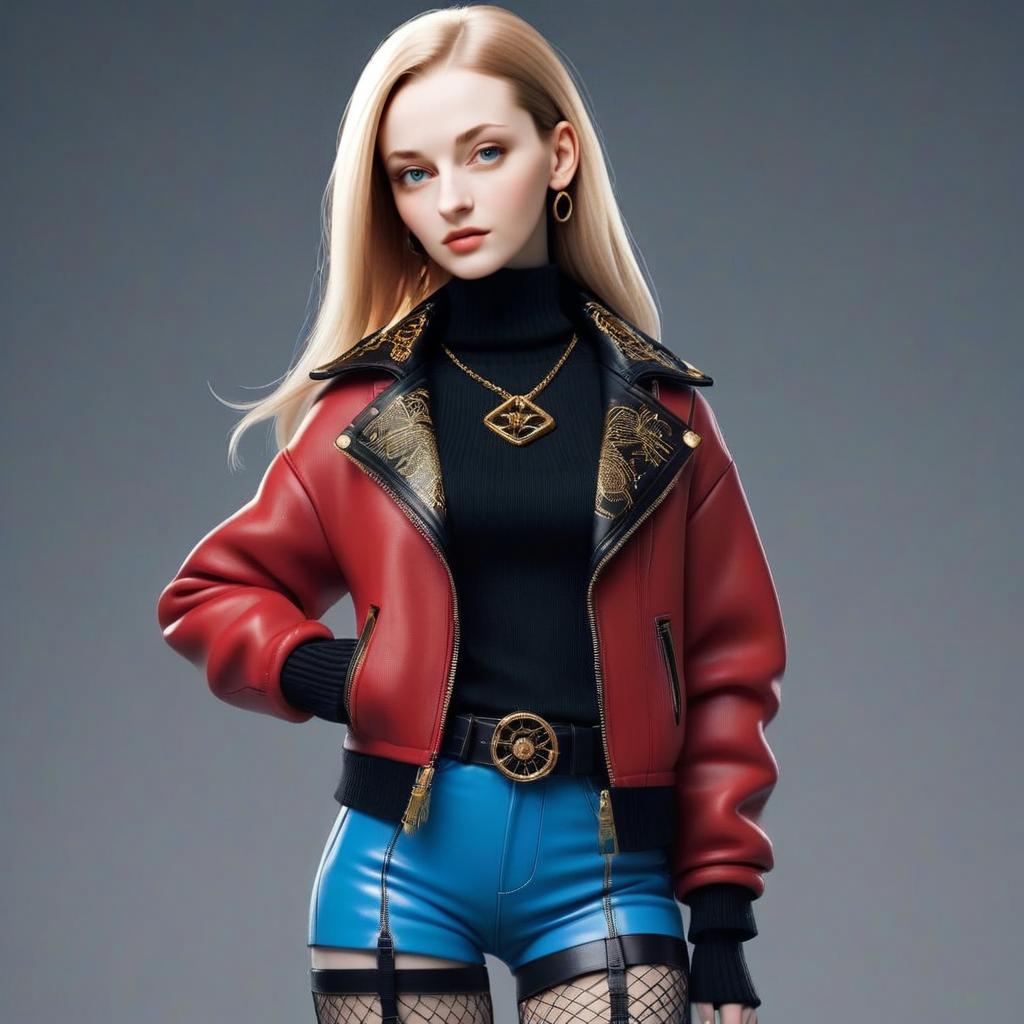 Stylish Woman in Red Leather Jacket Stylish Woman in Red Leather Jacket