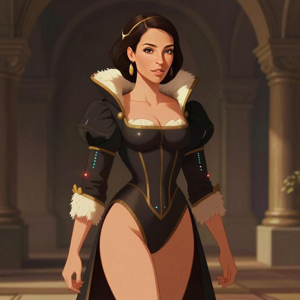 Futuristic Royal Woman Digital Illustration with Sci-Fi Fashion