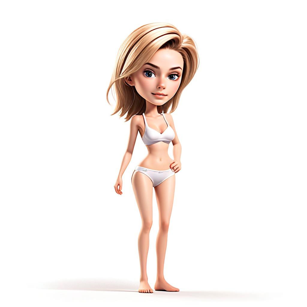 3D Cartoon Woman in White Lingerie 3D Cartoon Woman in White Lingerie