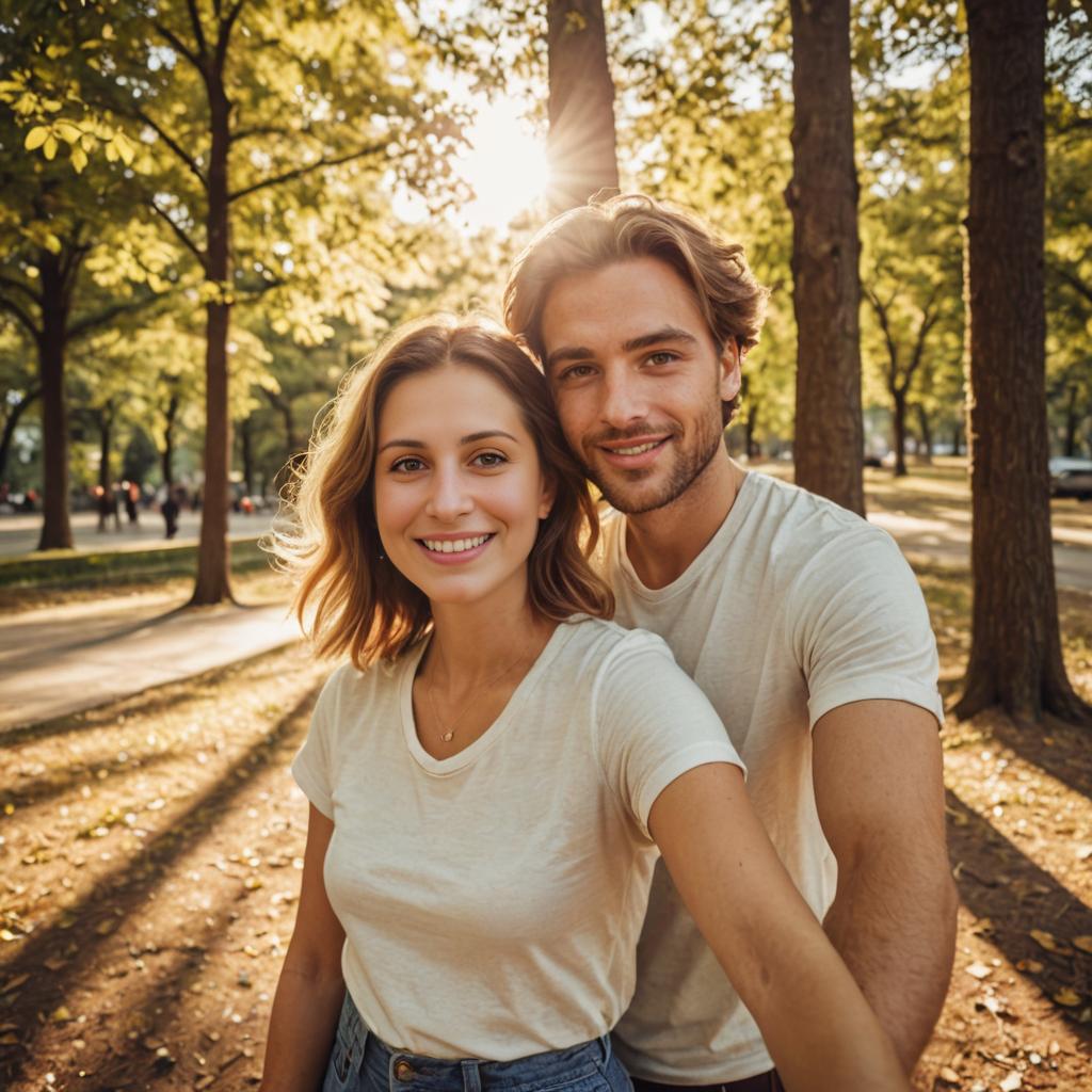 Couple Enjoying a Serene Day in the Park at Sunset