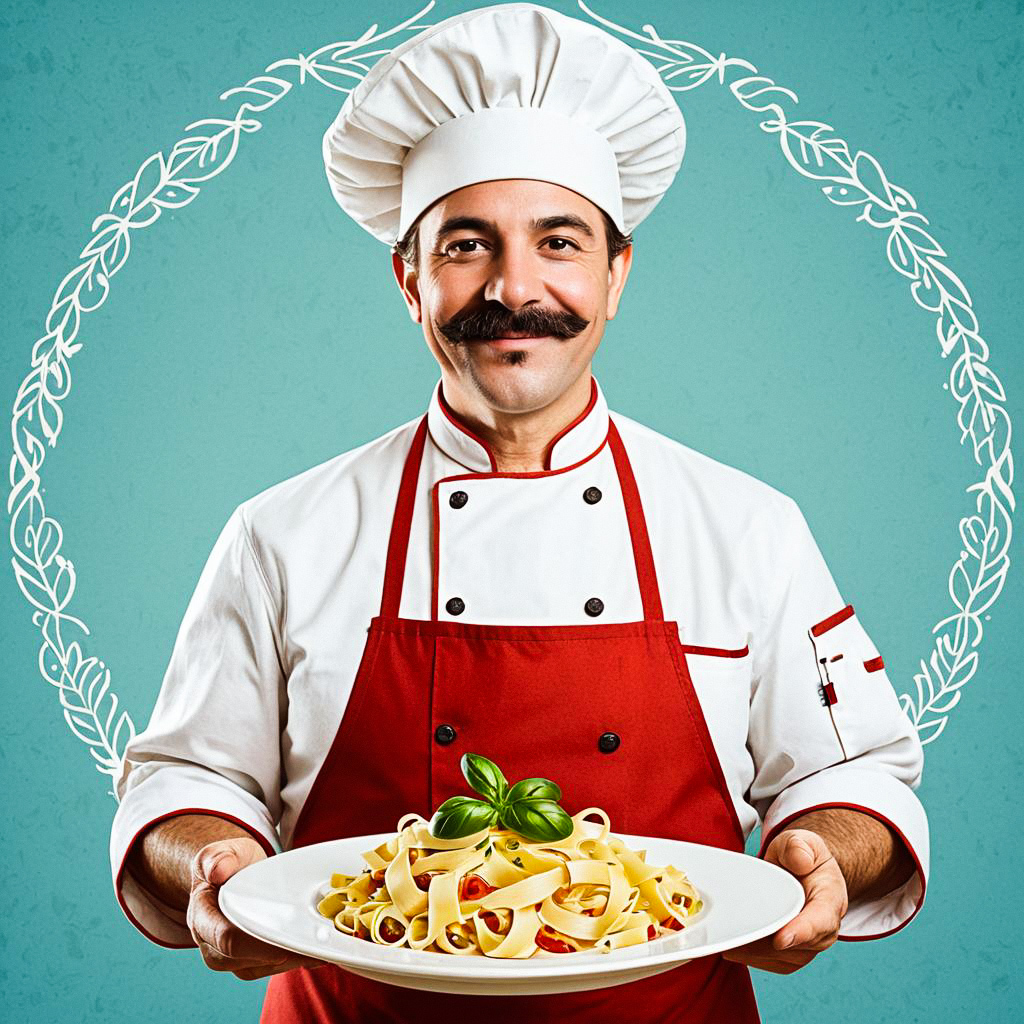 Smiling Chef with Pasta Dish
