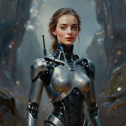 Futuristic Woman Humanoid Robot Digital Art