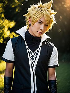 Man Cosplay Wearing Roxas Costume Realistic Photo Dressed As Roxas