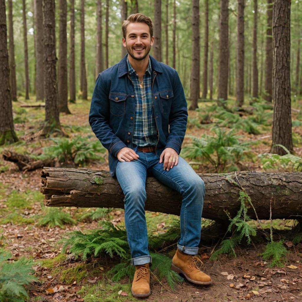 Casual Portrait of a Man in a Lush Forest