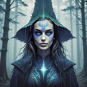 Mystical Woman in Eerie Forest