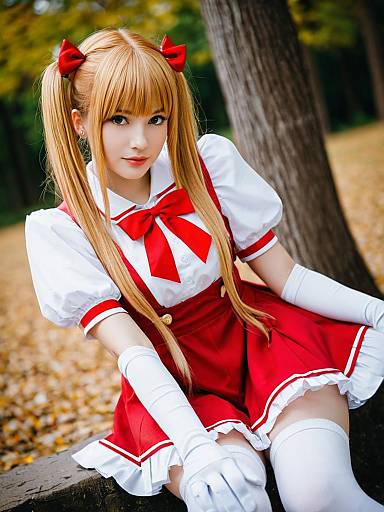 Aisaki Emiru Anime Style Cosplay in Red and White Outfit