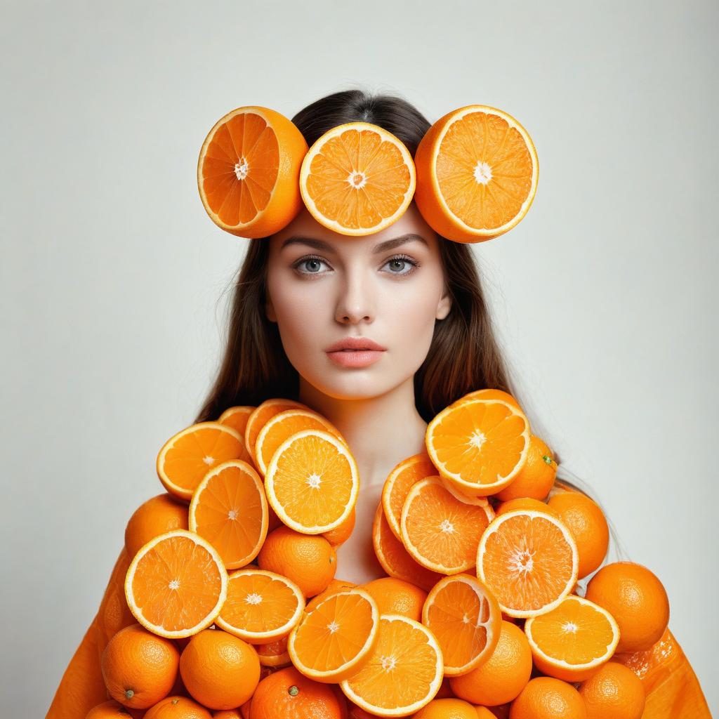 Surreal Portrait with Fresh Oranges Surreal Portrait with Fresh Oranges