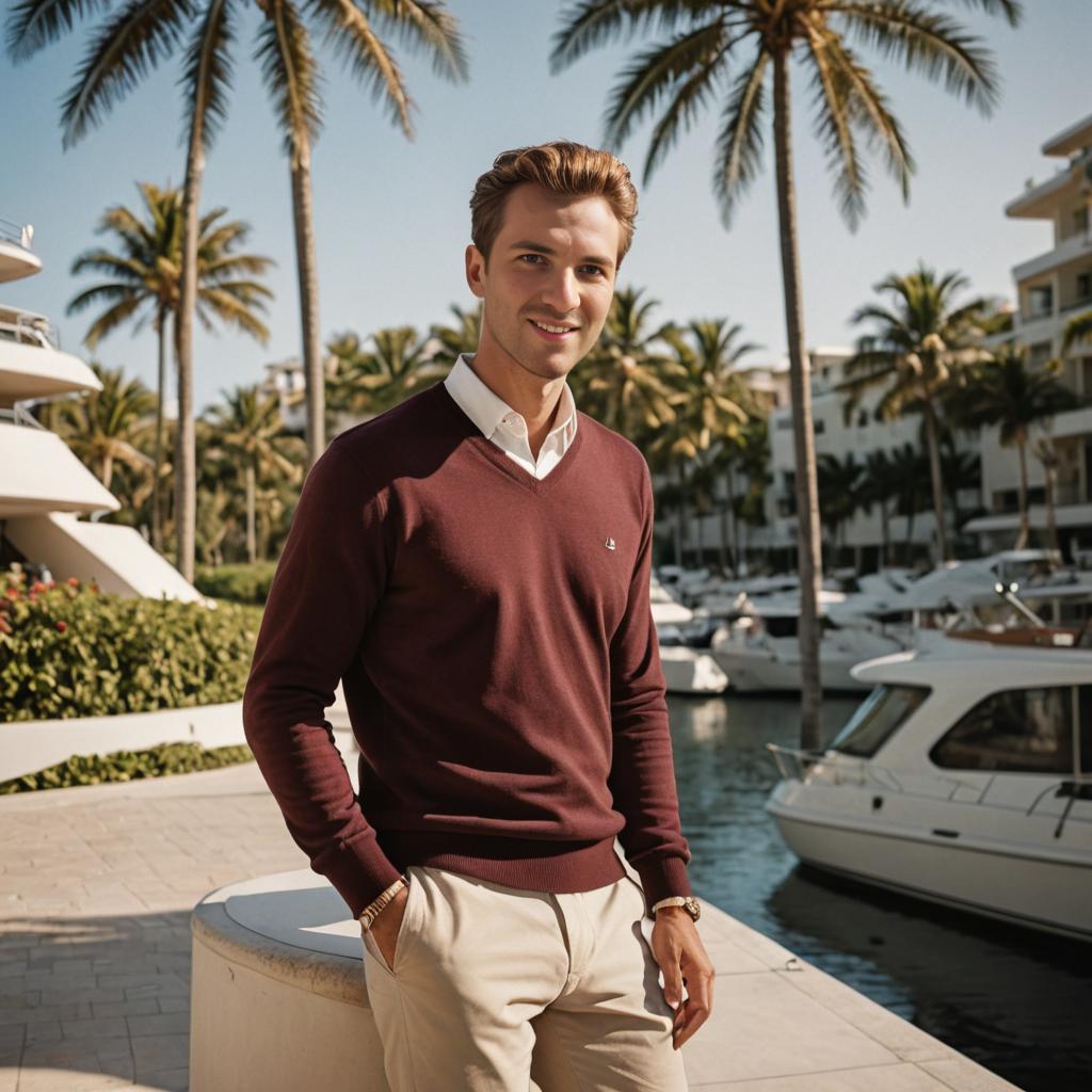 Casual Portrait of a Confident Man at a Marina