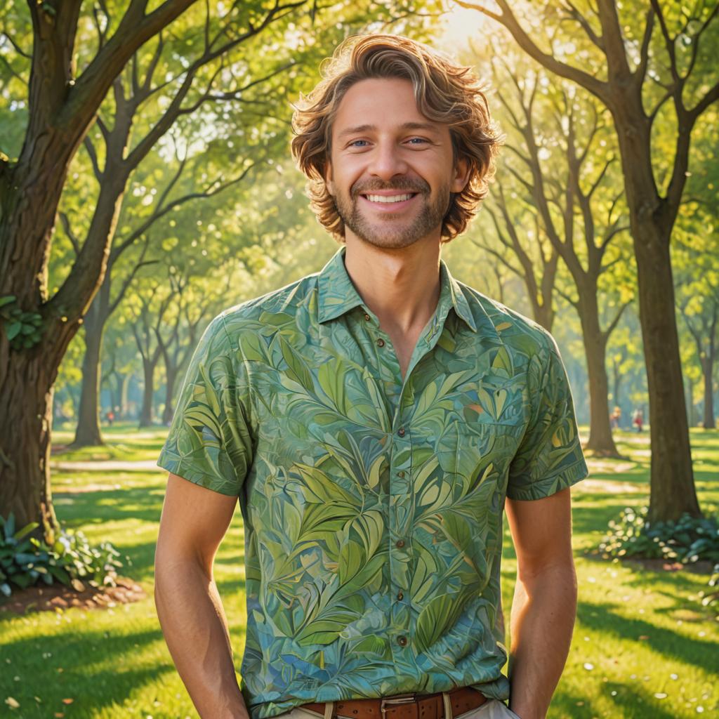 Optimistic Man in Sunlit Park