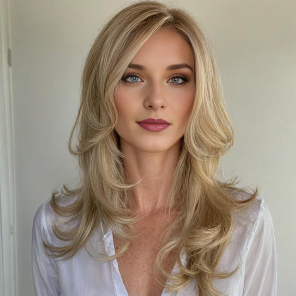 Elegant Woman with Blonde Hair and Delicate Makeup