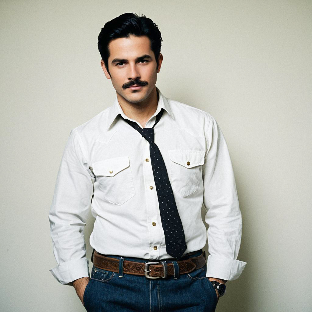 Confident Man in Vintage Style with Mustache