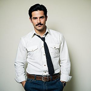 Confident Man in Vintage Style with Mustache