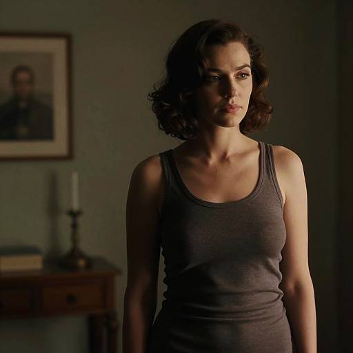 Contemplative Young Woman in Soft Light with Vintage Ambiance