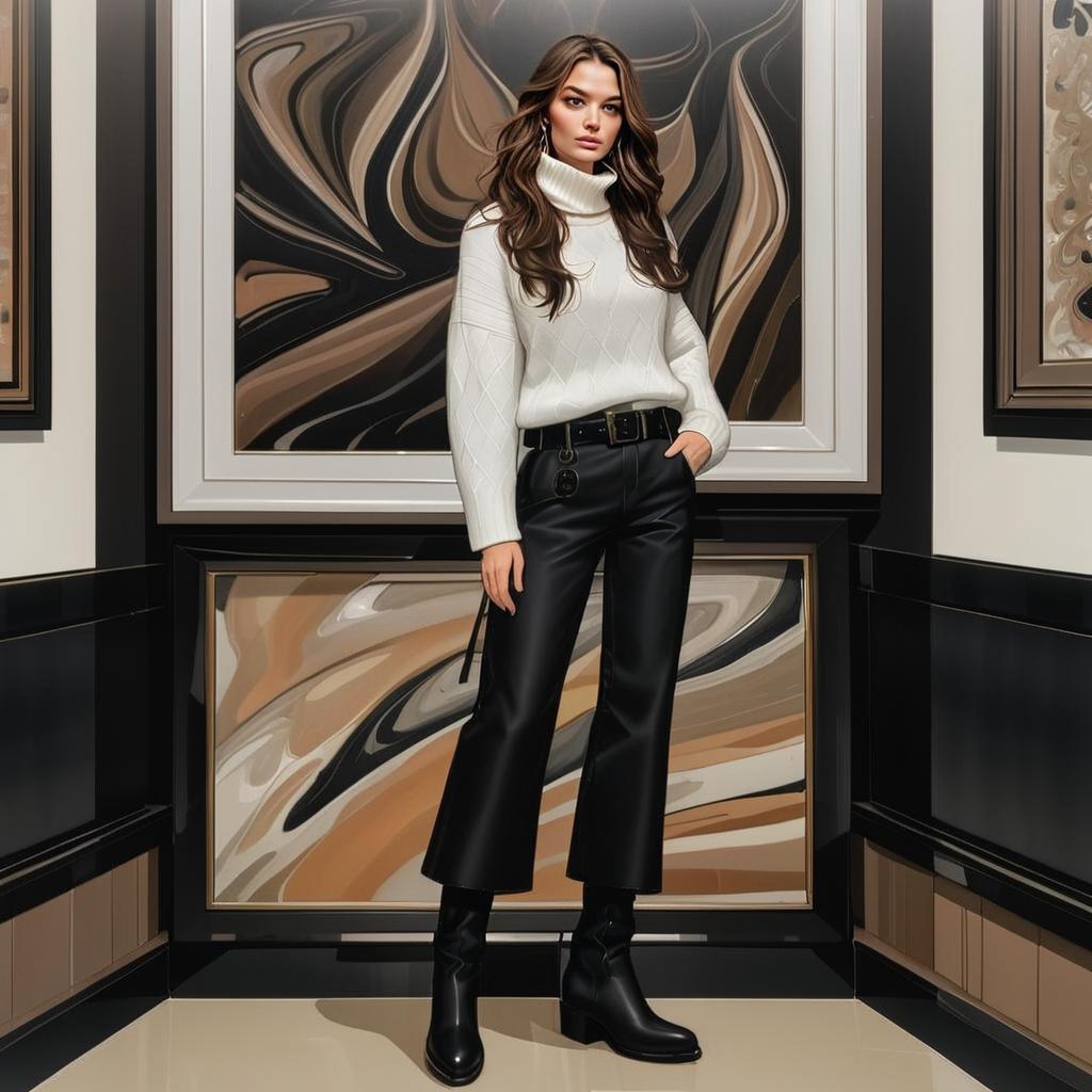 Confident Woman in Art Gallery Confident Woman in Art Gallery