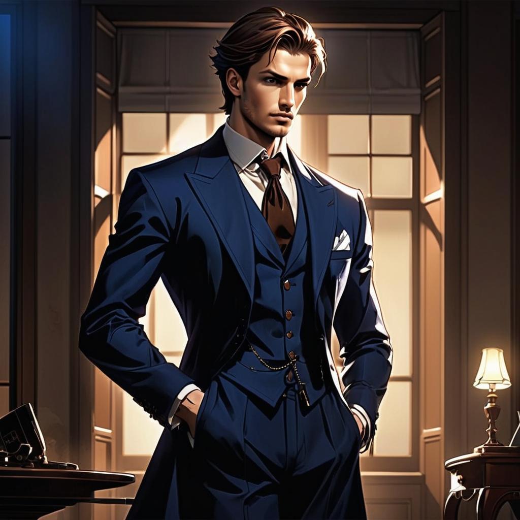 Confident Young Man in Navy Suit
