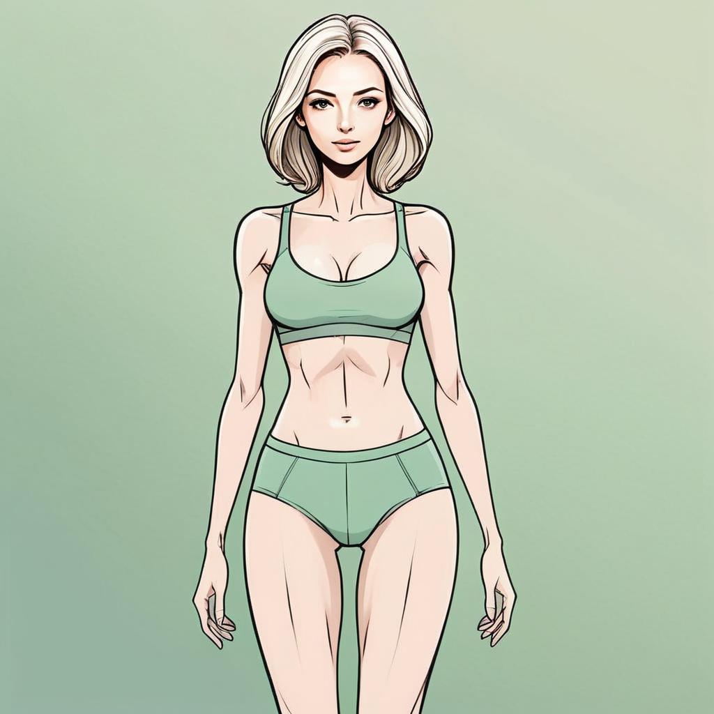 Confident Young Woman in Mint Green Athletic Wear