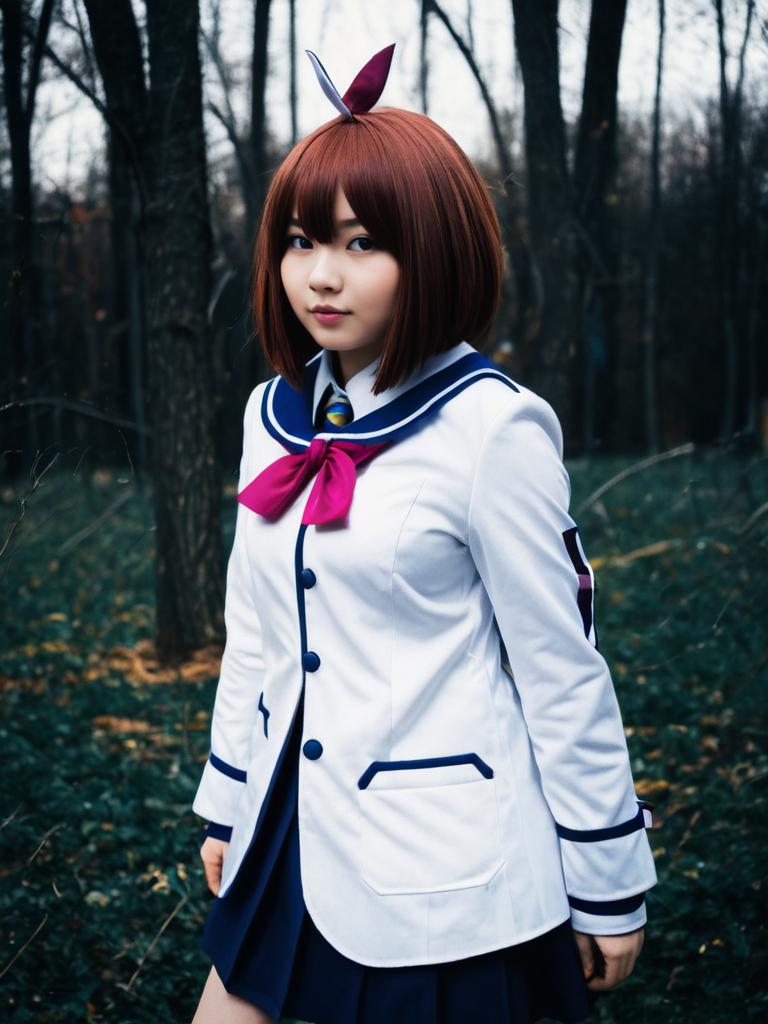 Realistic Ochaco Uraraka Cosplay Woman in School Uniform Costume