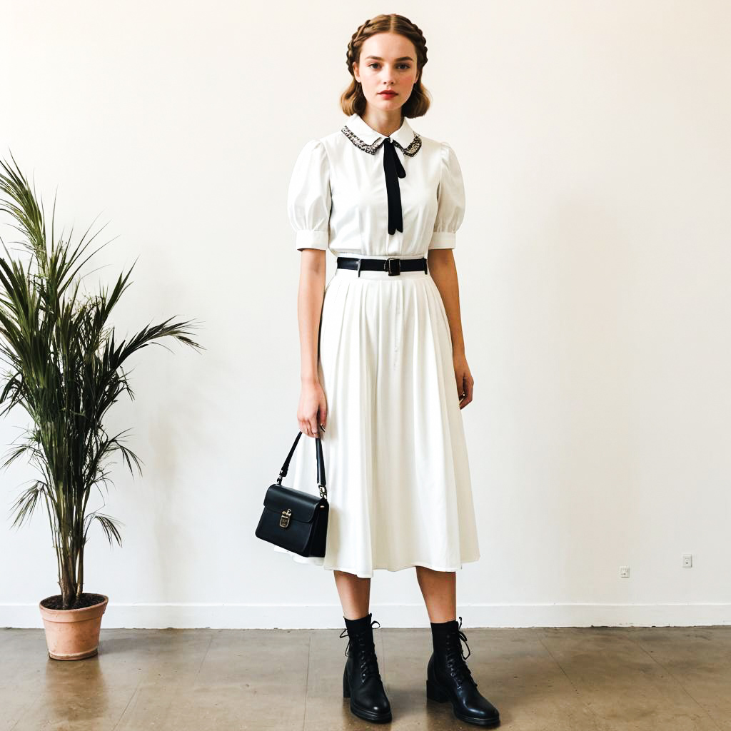 Stylish Woman in Chic White Dress