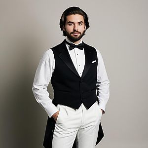 Man in Tuxedo with White Trousers