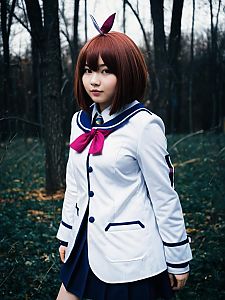 Realistic Ochaco Uraraka Cosplay Woman in School Uniform Costume