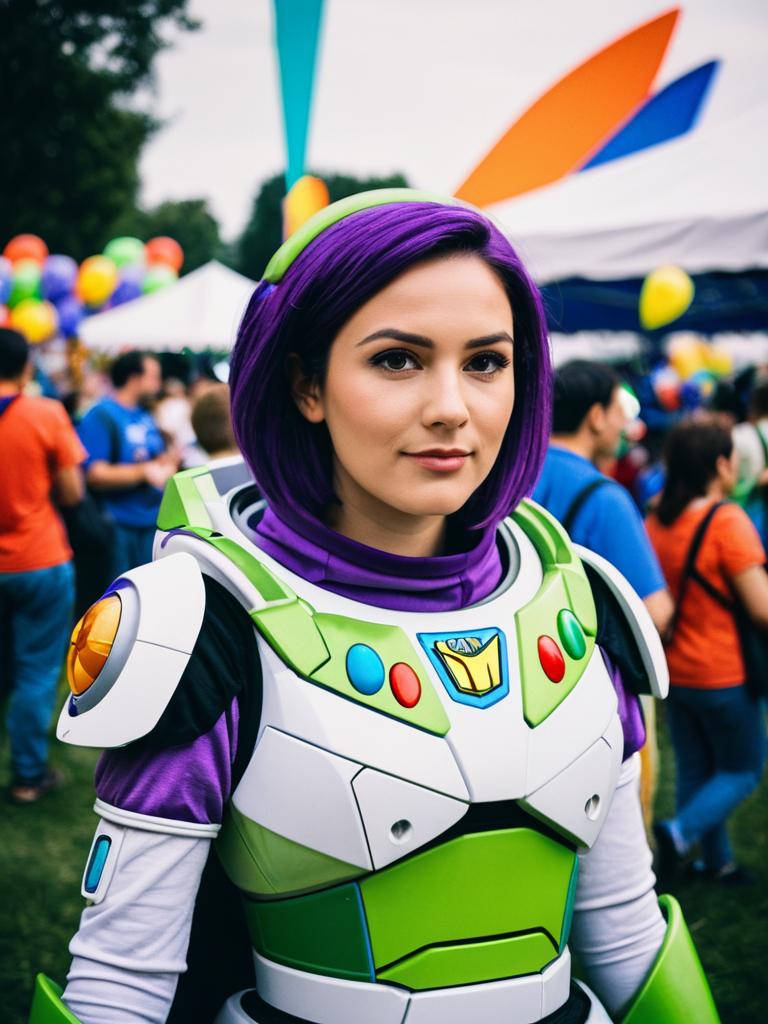 Woman in Buzz Lightyear Costume at Colorful Cosplay Festival