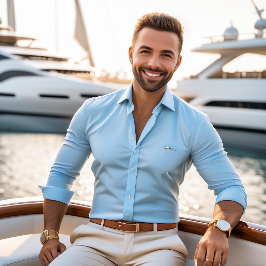 Handsome man on luxury yacht