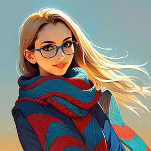 Portrait of a Confident Woman with Blonde Hair and Stylish Glasses