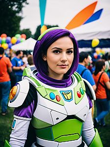 Woman in Buzz Lightyear Costume at Colorful Cosplay Festival