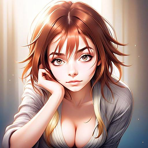 Aketa Mikoto Anime Style Portrait of Woman with Auburn Hair