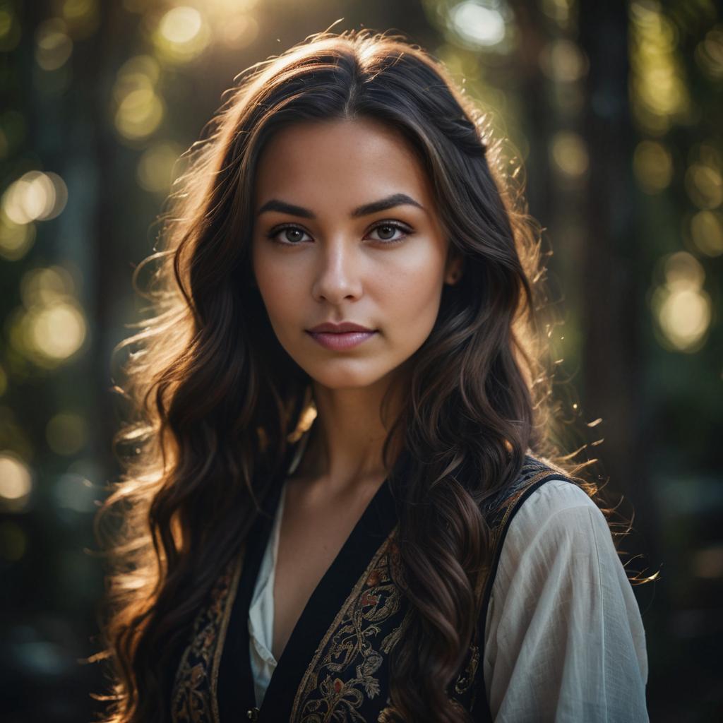 Elegant Corsican Woman Portrait with Long Hair