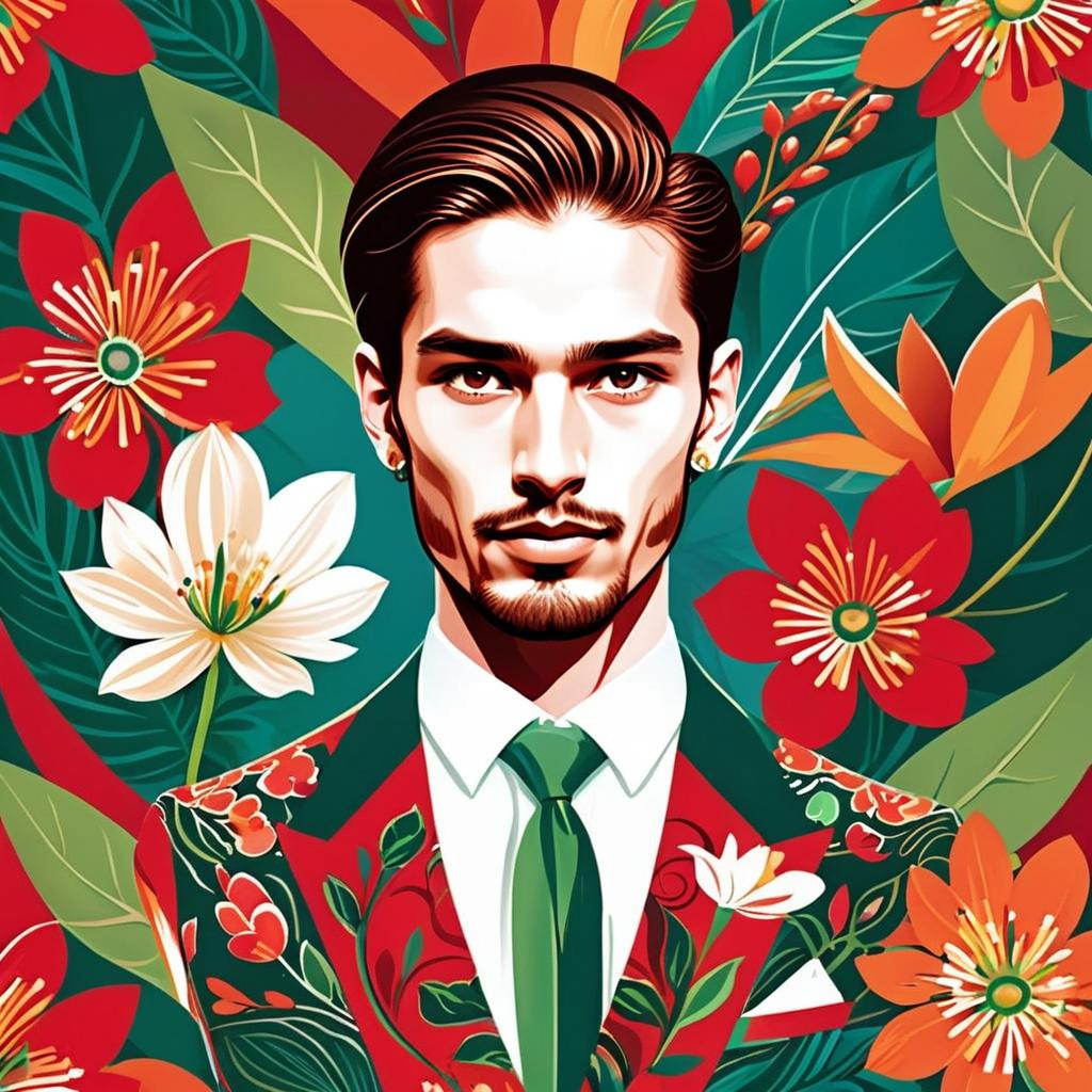 Vibrant Floral Suit Portrait Vibrant Floral Suit Portrait
