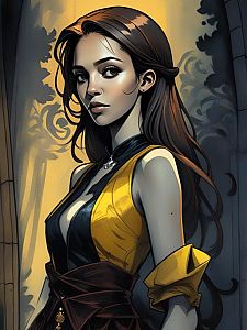Portrait of a Woman in Yellow and Black Outfit
