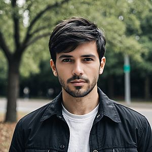 Confident young man in smart-casual attire outdoors