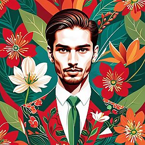 Vibrant Floral Suit Portrait