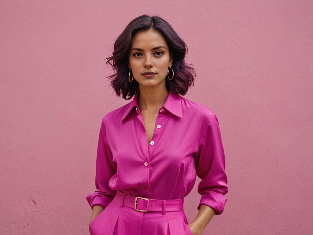 Elegant Woman in Fuchsia Outfit