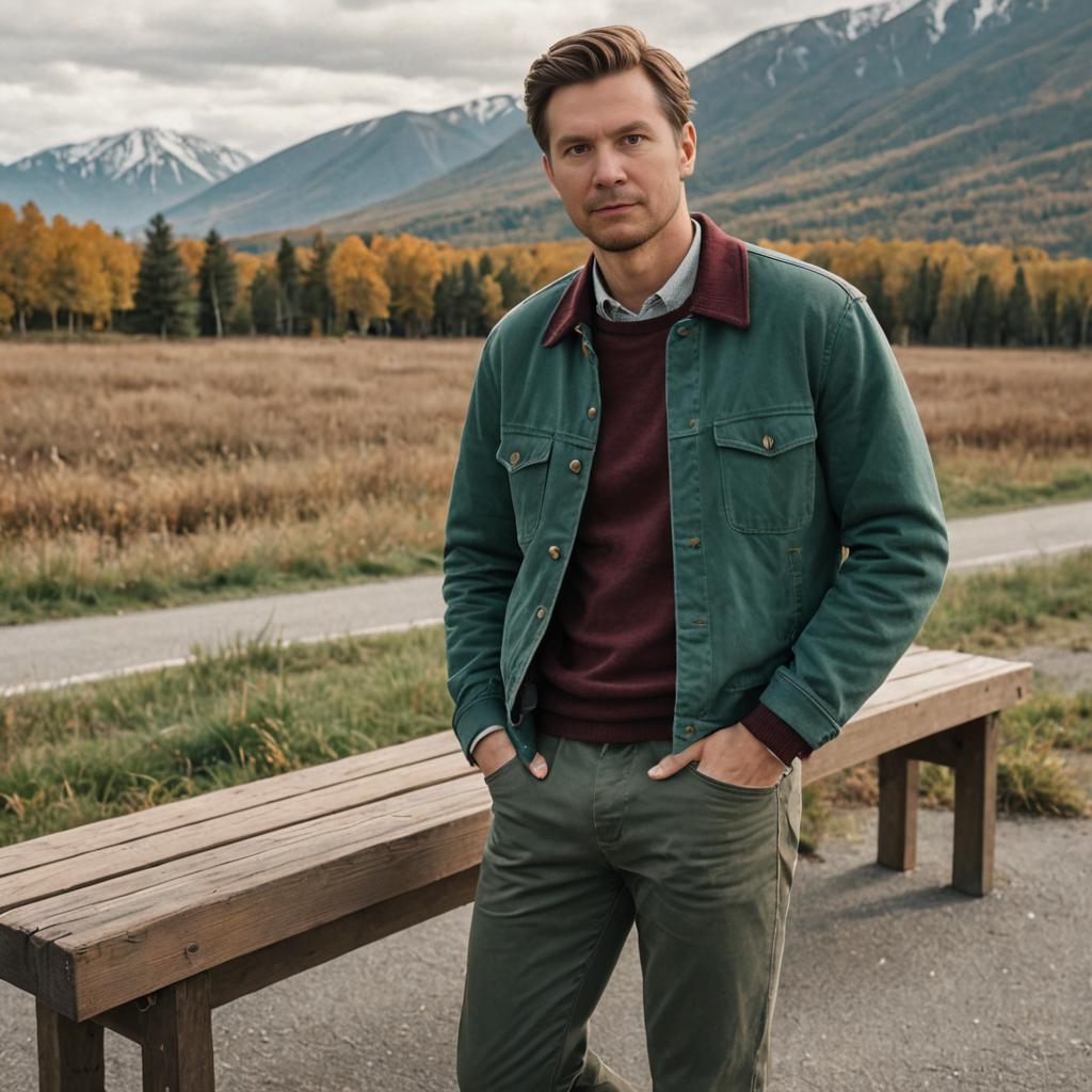 Stylish Casual Man with Mountain Background